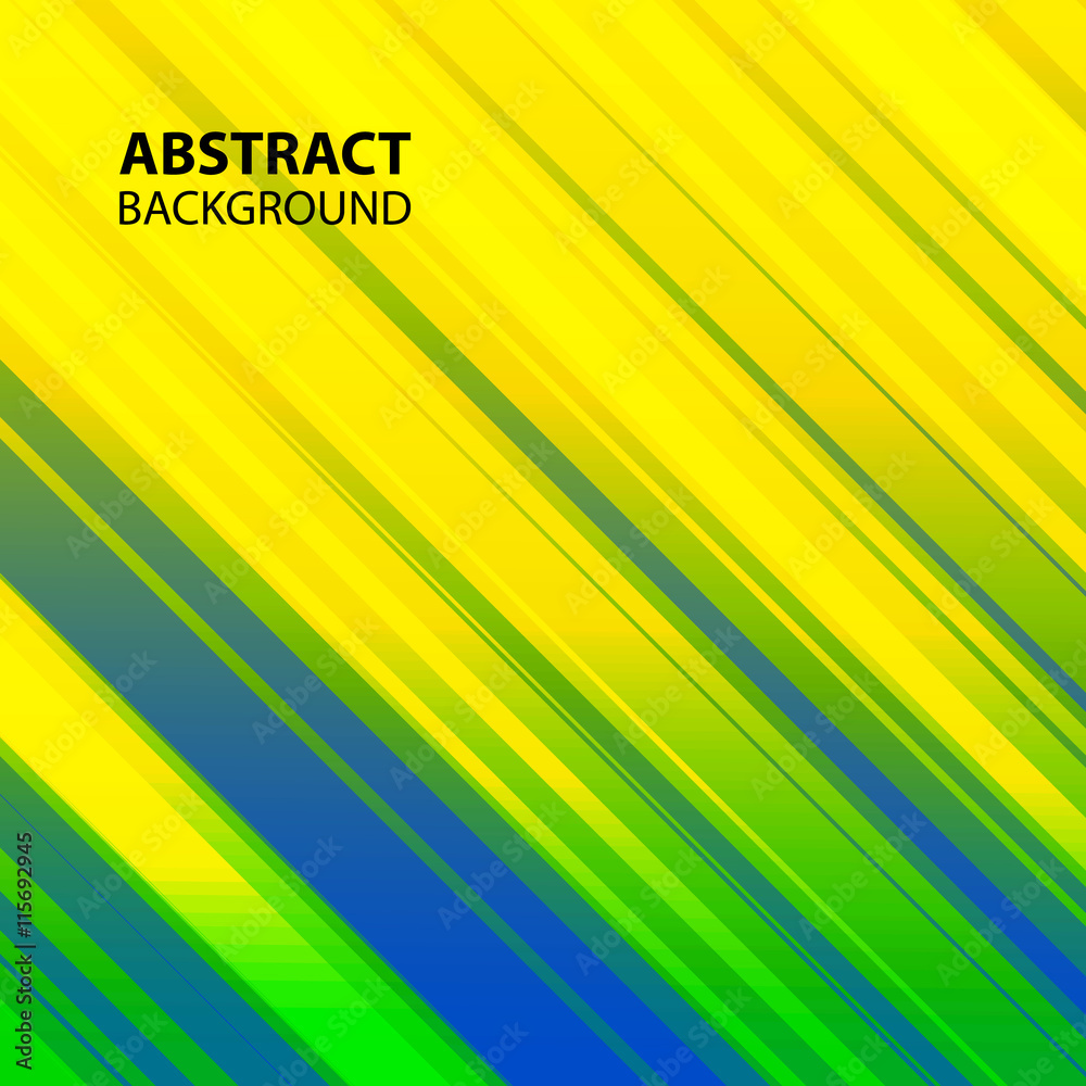 Poster Vector abstract background with straight lines in Brazil flag colors.