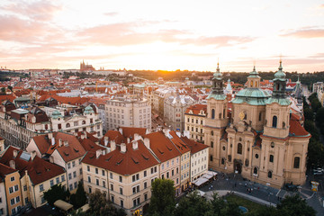 Obraz premium Prague, Czech Republic - 04 July 2016. The summer photo from above of Praha, Chezh Republic capital like a point of travel destination.