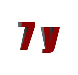 7y logo initial red and shadow