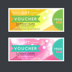 Vector illustration, Gift voucher template with clean and modern flat pattern.