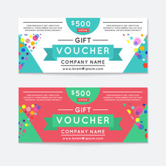 Vector illustration, Gift voucher template with clean and modern flat pattern.