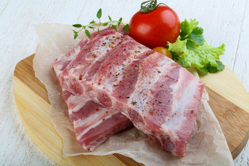 Raw pork ribs
