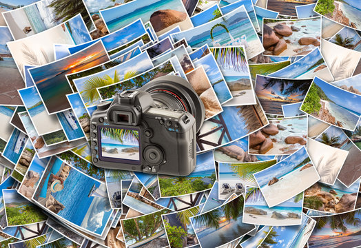 appareil photo sur cartes postales des Seychelles