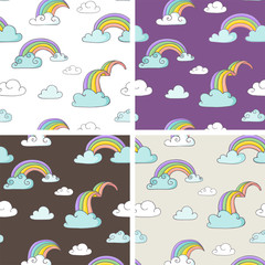 Rainbow - cute set of seamless patterns
