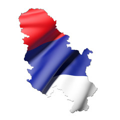 Silhouette of Serbia map with flag