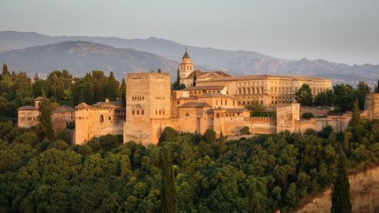 Fototapeta na wymiar Arabic fortress of Alhambra at dusk, Spain.
