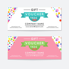 Vector illustration, Gift voucher template with clean and modern flat pattern.