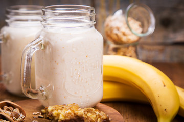healthy breakfast with yogurt