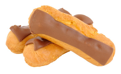 Chocolate covered eclair pastries