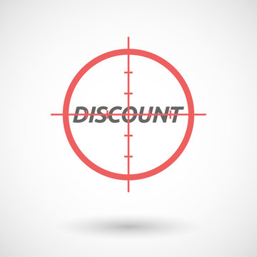 Isolated red crosshair icon with    the text DISCOUNT