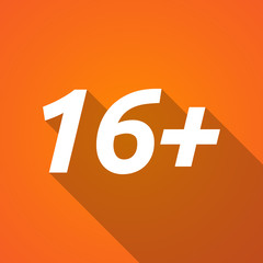 Long shadow illustration of    the text 16+