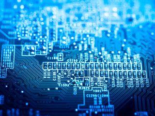 Obraz premium Close up of electric circuit board