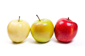Ripe apples on a white background