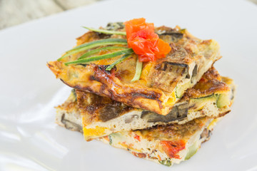 Fried Omelette with various vegetables