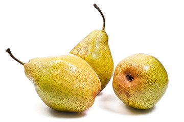 Ripe pears isolated on white background. With clipping path.