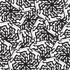 Monochrome seamless pattern with stylized floral designs. Abstract black and white background. Vector illustration.
