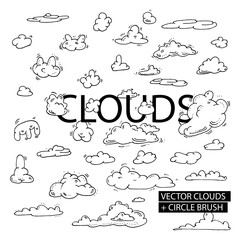 circle cloud brushes, icon ink clouds set, vector ink icons clouds, sky vector illustration brushes, cloud vector illustration brush, spiral outline vector clouds, vector ink clouds set