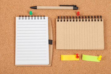book note on cork board