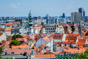 Naklejka premium Top view on buildings in old town of Bratislava city. Slovakia.