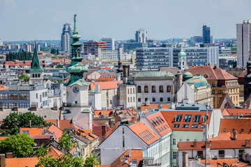 Fototapeta na wymiar Top view on buildings in old town of Bratislava city. Slovakia.