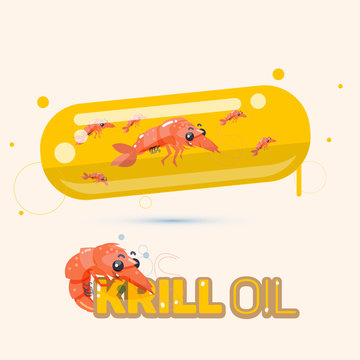 Krill Oil In Capsule. Medicine Concept - Vector