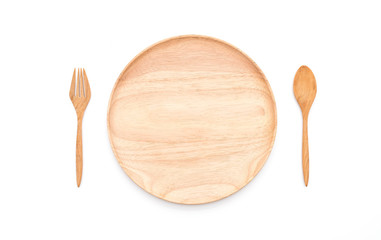 wood plate on white