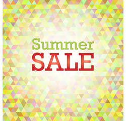 Vector summer sale design template with colorful polygonal background.