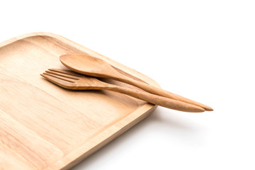wood plate on white