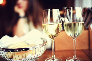 restaurant serving wine woman