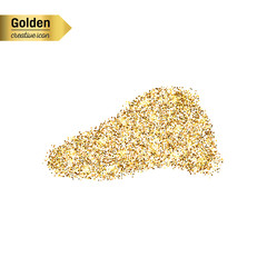 Gold glitter vector icon of liver isolated on background. Art creative concept illustration for web, glow light confetti, bright sequins, sparkle tinsel, abstract bling, shimmer dust, foil.