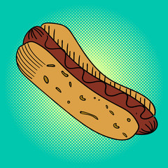 Hot dog Pop art vector illustration