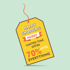 happy shopping big discount offer tag style banner design vector