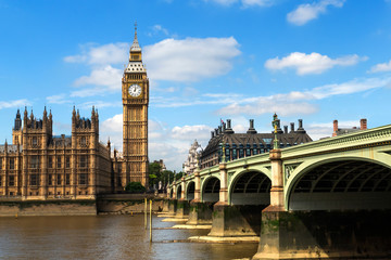 Westminster and Big Ben over river Thames