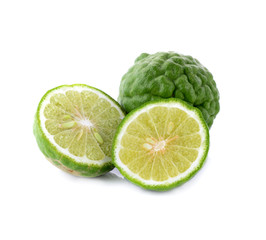 Bergamot slices on white background