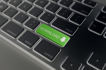 keyboard with  green button - Download