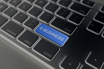 e-business key on black a keyboard closeup. -commerce concept image.