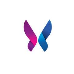 Purple butterfly logo modern beauty vector brand, abstract red butterfly gradient shape. Beautiful creative vector butterfly logotype, icon design for business card, brand or identity