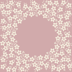 Trendy circle frame with flowers and leaves