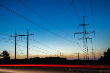 Fototapeta na wymiar Power Line. pylon against a blue sky.