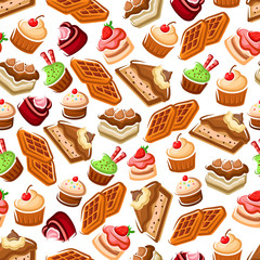 Confectionery and pastry, bakery seamless pattern