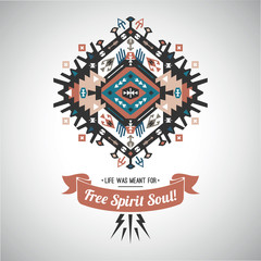 Vector colorful decorative element on native ethnic style