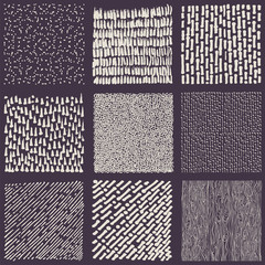 Set of hand drawn marker and ink patterns