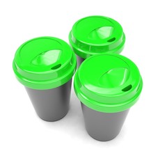 Three paper coffee cups. 3d rendering.