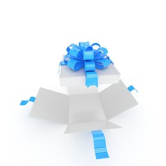 open gift box on white background. 3d rendering.