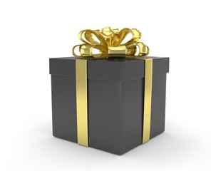 gift box with bows isolated on white. 3d rendering.