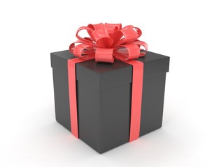 gift box with bows isolated on white. 3d rendering.
