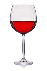 Rose wine in a glass isolated on white background.