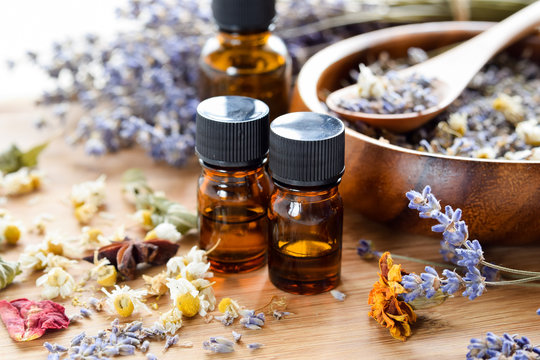 essential oils with dried herbs