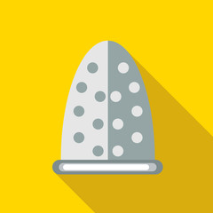 Steel thimble icon in flat style on a yellow background