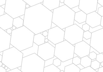 Geometric abstract seamless pattern with hexagons, triangles, and lines. - obrazy, fototapety, plakaty